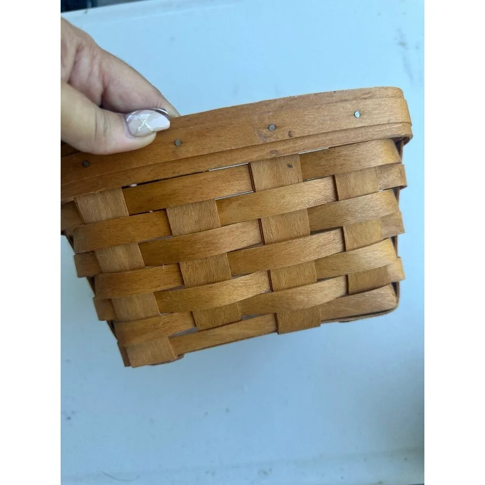 Vintage 1995 Longaberger Handwoven Square Basket Handle Plastic Protector